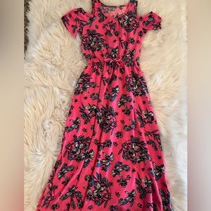 Girls Pink Floral Maxi Dress